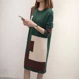 Geometric Plus Size Knitted Sweater Dress dylinoshop