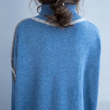 Oversized Blue Turtleneck Sweater Dress Buddha Trends