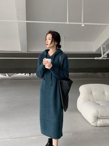 Oversized Hooded Long Sweater Dress Buddha Trends