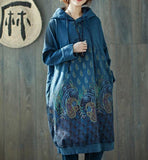 Peacock Paisley Hooded Sweater Dress Buddha Trends
