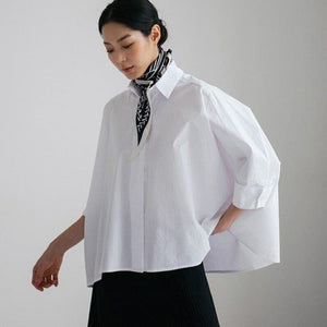 Oversized White Asymmetrical Shirt Buddha Trends
