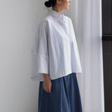 Oversized White Asymmetrical Shirt Buddha Trends