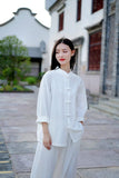 Zen Casual Cotton Linen Blouse | Zen Buddha Trends