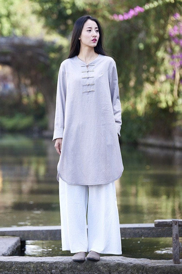 Zen Style Long Linen Blouse  | Zen Buddha Trends