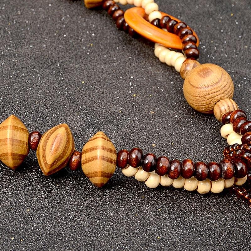 Tribal Elephant Wooden Necklace - Buddha Trends