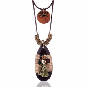Tribal Wooden Pendant Necklace Buddha Trends