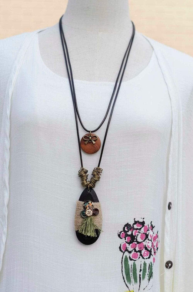 Tribal Wooden Pendant Necklace Buddha Trends
