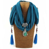 Beaded Scarf Necklace With Tassels dylinoshop