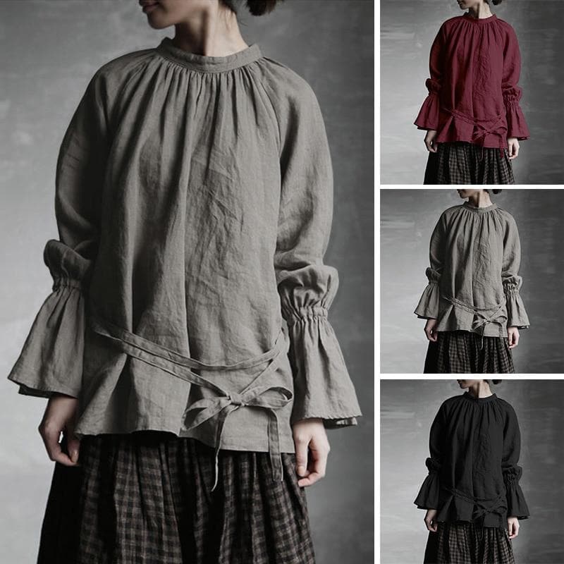 Victorian Era Flare Sleeve Cotton Shirt Buddha Trends
