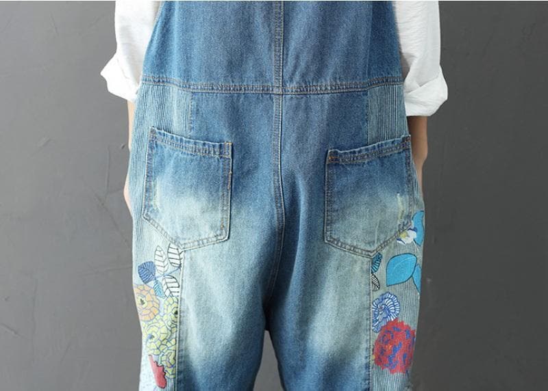 Wide Leg Floral Denim 90S Overall Buddha Trends