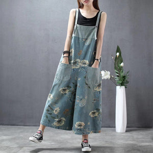 Wide Leg Loose Floral Overall Buddha Trends