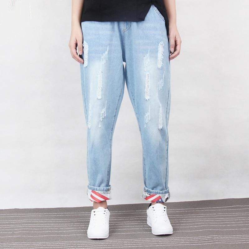 Distressed Loose Harem Jeans dylinoshop