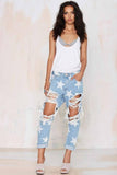 Five-pointed Star Ripped Jeans dylinoshop