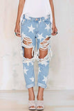 Five-pointed Star Ripped Jeans dylinoshop
