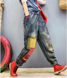 High Waisted Boyfriend Patchwork Jeans dylinoshop