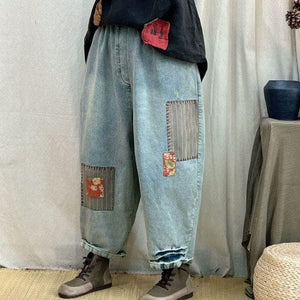 Loose Patchwork Boyfriend Jeans | Hippie dylinoshop