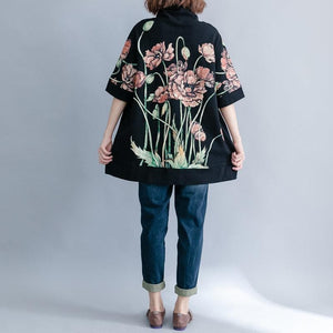 Floral Short Sleeve Turtleneck dylinoshop