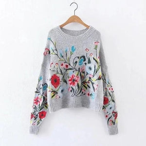 Artsy Fartsy Floral Embroidered Sweater DYLINOSHOP