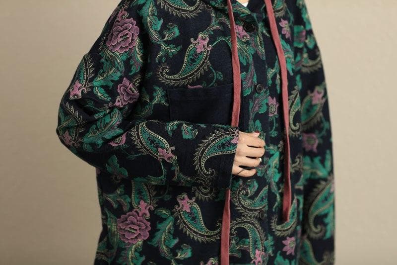 Paisley Roses Hooded Sweater Vest Buddha Trends