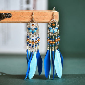 Colourful Boho Feather Earrings Buddhatrends