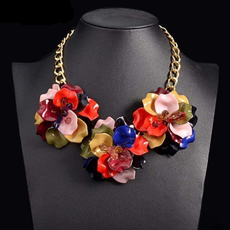 Abstract Flowers Oversized Choker Necklace dylinoshop