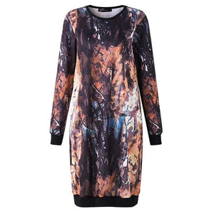 Abstract Nature Plus Size Sweater Dress dylinoshop