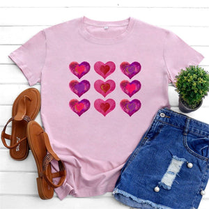 9 Hearts Printed Cotton T-Shirt dylinoshop