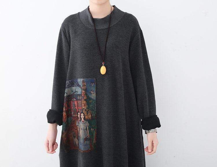 Art Inspired Oversized Sweater Dress Buddhatrends