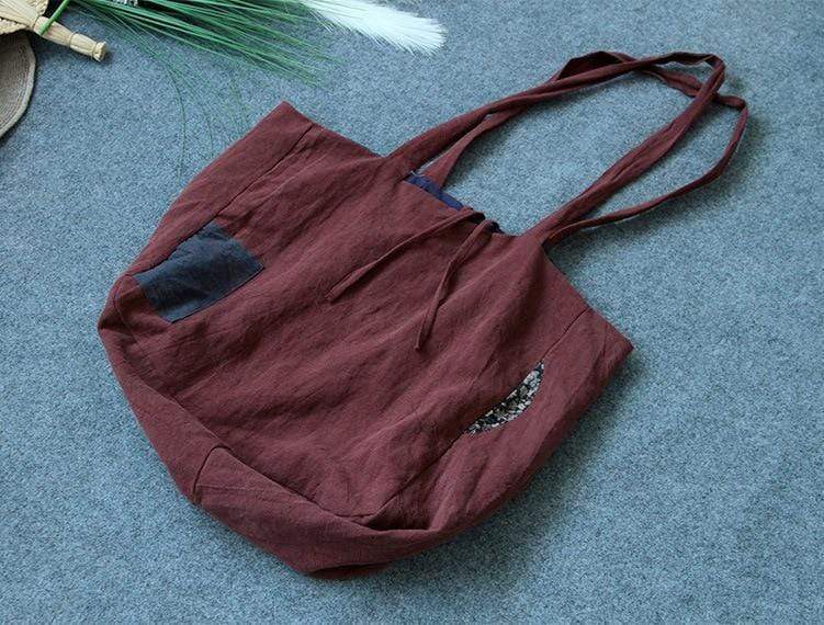 Oversized Patchwork Linen Bag | Lotus Buddhatrends