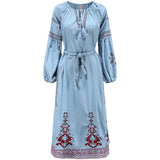 Boho Chic Blue & Red Embroidered Dress Buddhatrends
