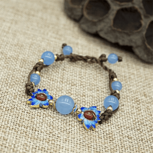 Blue Sunflower Chalcedony Stone Bracelet Buddhatrends