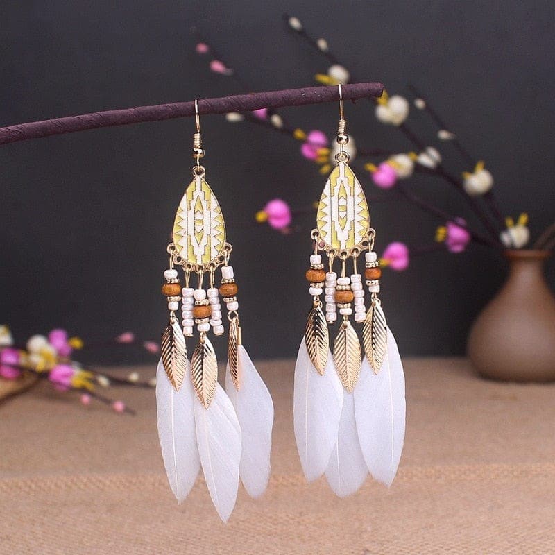 Colourful Boho Feather Earrings Buddhatrends