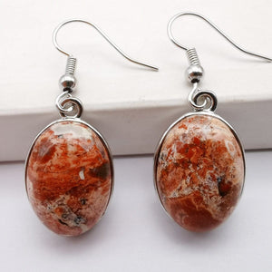 Natural Stones Oval Drop Earrings Buddhatrends