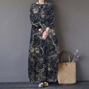 Delilah Vintage Nature Inspired Maxi Dress Buddhatrends