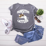 Pawsitive Catitude Graphic T-Shirt Buddhatrends