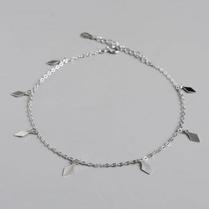 Diamond Shaped Pendants 925 Sterling Silver Anklet Buddhatrends
