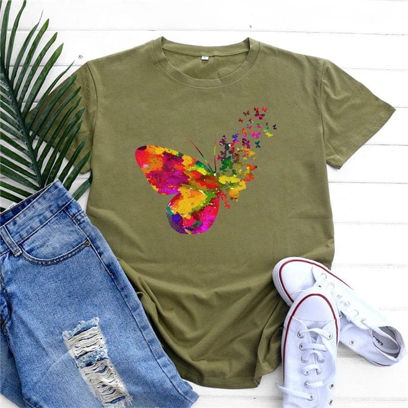 Watercolour Butterfly Graphic Tee Buddhatrends