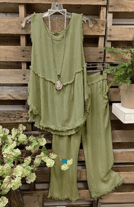 Clara Cotton Linen Tank Top + Matching Pants Buddhatrends