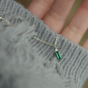 Green Crystal 925 Sterling Silver Necklace Buddhatrends