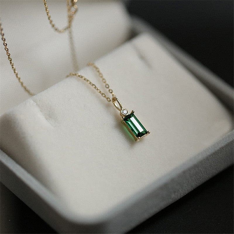 Green Crystal 925 Sterling Silver Necklace Buddhatrends