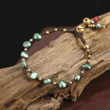 Green Pearls Handmade Braided Bracelet Buddhatrends