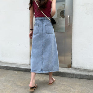 Hania Korean Style Asymmetrical Jeans Skirt Buddhatrends