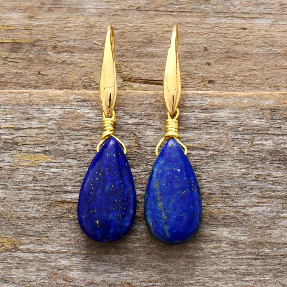 Lapis Lazuli Water Drop Earrings Buddhatrends