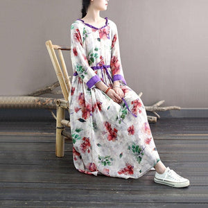 Blooming Floral Ramie Dress Buddhatrends