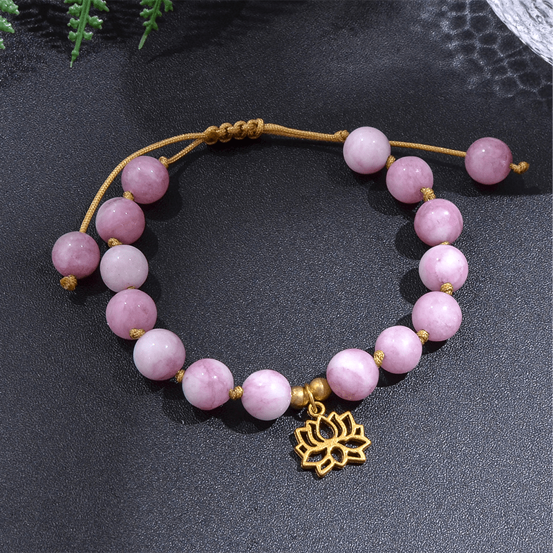 Lotus Kunzite 108 Mala Beads Tassel Necklace Set Buddhatrends