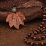 Maple Leaf Handmade Wood Necklace Buddhatrends