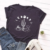 Moon Phases Loose Cotton T-Shirt Buddhatrends
