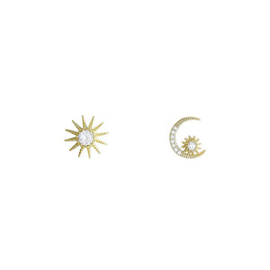 Moon & Sun 925 Sterling Silver Stud Earrings Buddhatrends