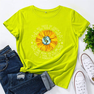What a Wonderful World Quote Daisy T-Shirt Buddhatrends