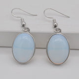 Natural Stones Oval Drop Earrings Buddhatrends